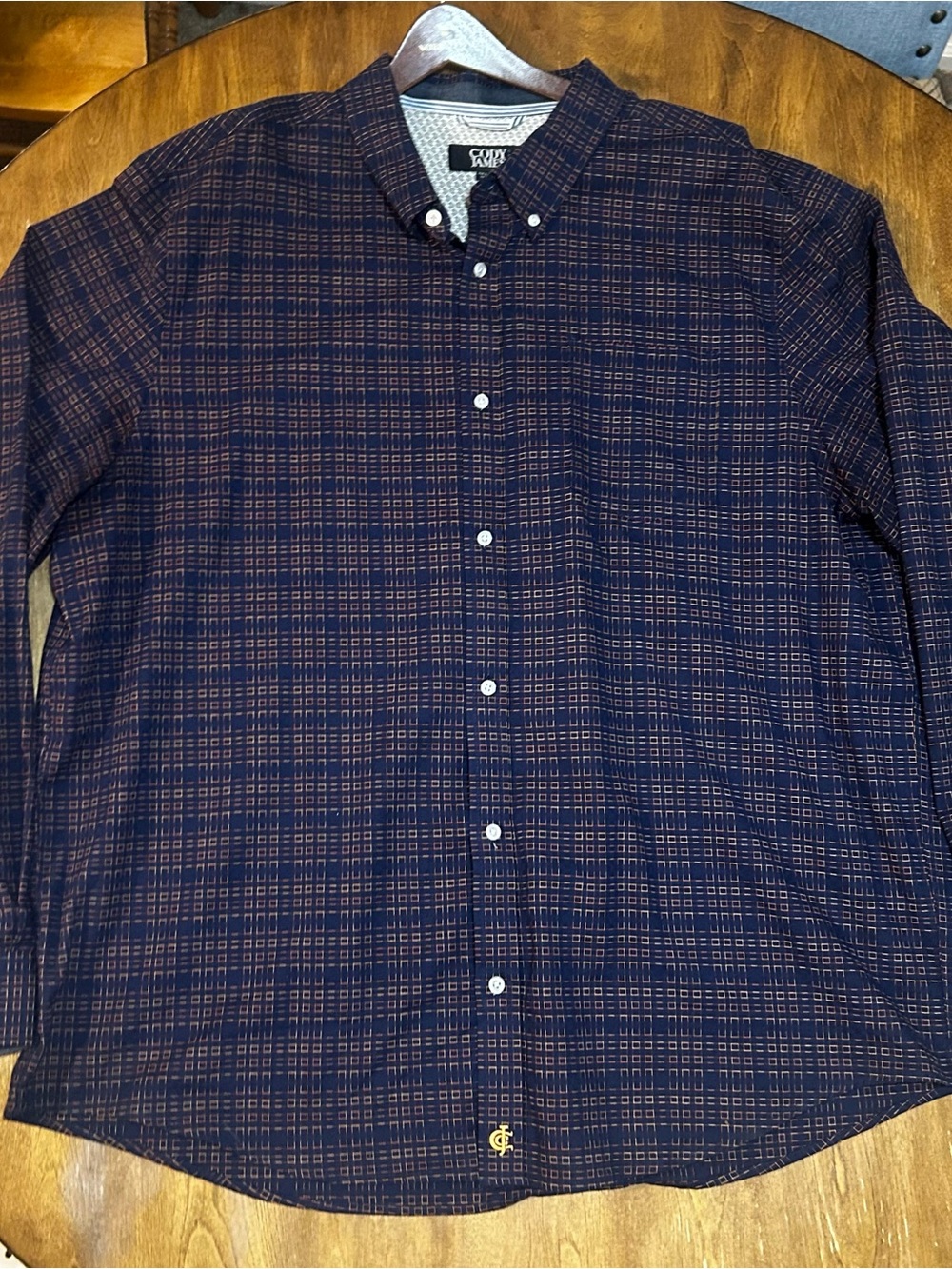 Cody James Men's Western Button Up XXL Dark Blue and Orange pattern Cowboy